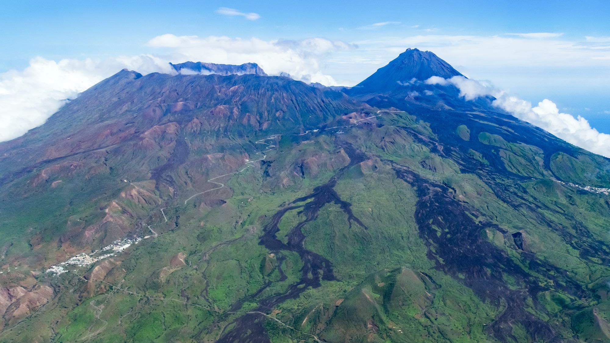 Aerial view of the island of Fogo, Cabo Verde